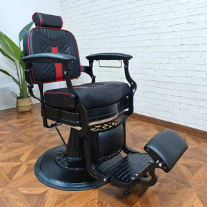 Men Classic <b>Retro</b> Black Leather Hydraulic Barber <b>Chair</b> Hydraulic Pump Shaving Salon <b>Chair</b> for Hair Salon - Product Image 1