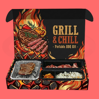 Kit de barbecue instantané jetable biodégradable et écologique, avec poignée, portable, prêt à l'emploi, en papier et charbon de bois