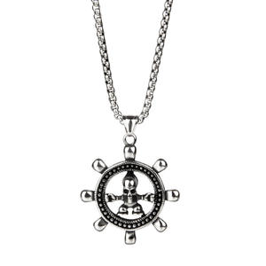 Longue boîte personnalisée pour <span class=keywords><strong>homme</strong></span> Collier à chaîne en acier inoxydable Sailor Rudder Skull Design pour <span class=keywords><strong>pull</strong></span> ou tenue décontractée - Product Image 6