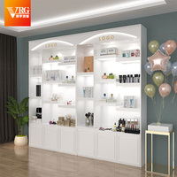 Étagère de rangement professionnelle blanche Boxue - Présentoir cosmétique commercial de luxe avec éclairage LED intégré - Personnalisable