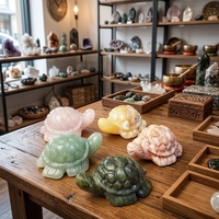 Artisanat en cristal, sculpture de tortue en cristal naturel, sculptée à la main, polie, figurine Feng Shui pour la décoration de la maison, cadeau