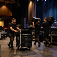 Système de sonorisation portable, équipement audio professionnel, table de mixage, amplificateur, ensemble de haut-parleurs pour concert en direct, événement, performance sur scène