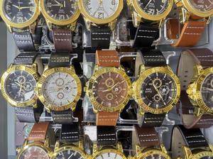 Orologio Meccanico da Uomo 42 mm Cassa in Oro Giallo Cinturino in Pelle Cronografo Quadrante Analogico Stile Lusso e Moda - Product Image 3