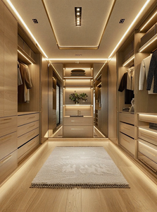 יוקרתי ויוקרתי מעץ מלא מודרני עם תאורה משולבת ואחסון מותאם אישית לחללי מגורים אלגנטיים - Product Image 3