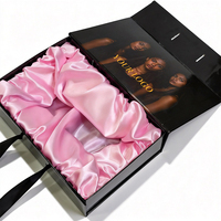 Boîte cadeau magnétique pliable de luxe avec logo personnalisé pour perruques, vêtements, cosmétiques, extensions de cheveux, maquillage, ensemble de maquillage, boîte d'emballage rose