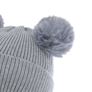 Chapeau en tricot chaud pour enfants avec <span class=keywords><strong>2</strong></span> pompons, chapeau d'hiver pour enfants et bébés - Product Image 4
