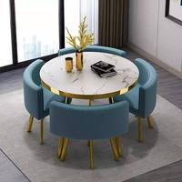 Ensemble de table à manger ronde de luxe à prix avantageux, chaises en métal, bois MDF, 1 table, 4 chaises, ensemble de meubles de restaurant