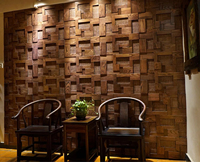 Panneaux muraux vintage en bois massif, mosaïque de carreaux de bois, rotin tissé, style chinois médiéval, pour salon, café, restaurant, décoration intérieure