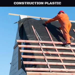 Bâche en plastique LDPE noir Sunton 10 mil, 4m x 150m, robuste, semi-rigide, imperméable, qualité industrielle, en rouleau, pour jardin et sous-sol - Product Image 3