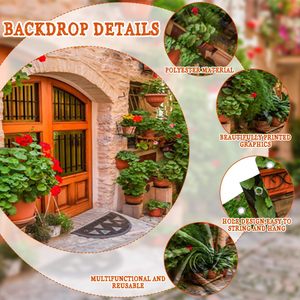 13x6ft scène de rue italienne porte de garage toile de fond photographie fond plante en pot pierre route allée pour les pousses sur le thème de l'Italie - Product Image 6