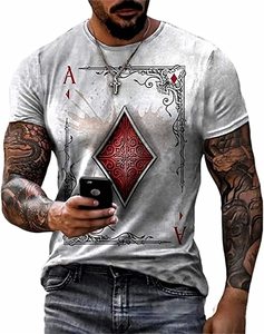 Fitspi all'ingrosso uomo 3D modello di Poker Tshirt Retro divertente grafica t-Shirt da uomo manica corta girocollo Casual camicia per gli uomini - Product Image 3
