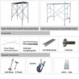 Pas cher prix prix d'<span class=keywords><strong>occasion</strong></span> tour système échelle façade Tube matériel h cadre Construction échafaudage à vendre - Product Image 2