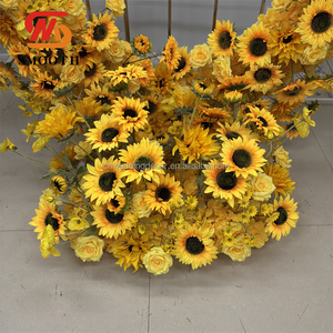 SMOOTH Wedding Entrance Ceremony Artificial Flowers 8FT <strong>Sunflower</strong> Arch <strong>Backdrop</strong> Stand Silk Flowers Arch - Product Image 3