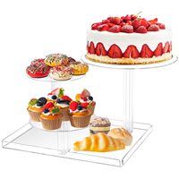 Support à gâteau de mariage moderne fait main à 3 étages, présentoir en acrylique transparent personnalisé pour desserts à plusieurs étages, recyclable