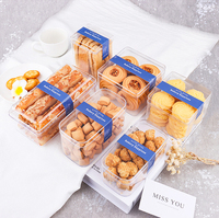 Boîtes de tasses à dessert carrées en plastique de haute qualité avec couvercles Conteneurs d'emballage de gâteau Tiramisu personnalisés Boîtes à biscuits en plastique transparent