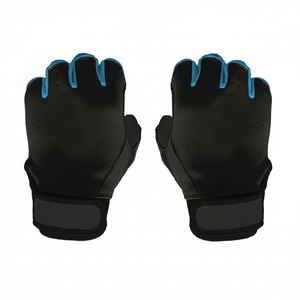 Gants de frappe de baseball en cuir à manchette courte bleu noir - Product Image 1