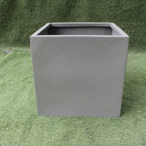 Modern <b>Square</b> FRP Planter Grey Rough dotted Outdoor Garden Flower <b>Pot</b> Classic Style Durable Lightweight Floor Hand Carved - Product Image 2