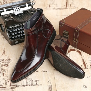 Men's Trendy Black Leather Men's Outdoor Walking <b>Boots</b> Daily Casual Party Leather <b>Boots</b> - Product Image 5
