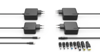 Chargeur mural USB C 45W GaN PD3.0 universel pour ordinateur portable, câble fixe, prise interchangeable, CE FCC pour Dell HP Lenovo, logo personnalisé