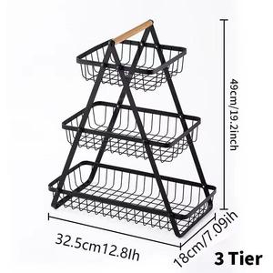 Giỏ đựng trái cây ba tầng bằng kim loại, giỏ đựng rau củ quả, giá để bàn bếp tiện lợi để sắp xếp đồ dùng trên mặt bếp - Product Image 3