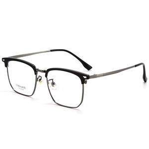 Lunettes de vue demi-cerclées en titane Danyang pour hommes, monture moyenne, verres en résine, montures optiques - Product Image 1