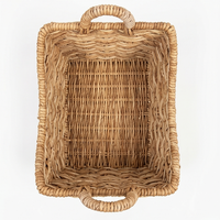 Panier de rangement en jacinthe d'eau tressée naturelle, écologique, avec poignées courbées en forme de U, en osier, pour magazines et articles de salon