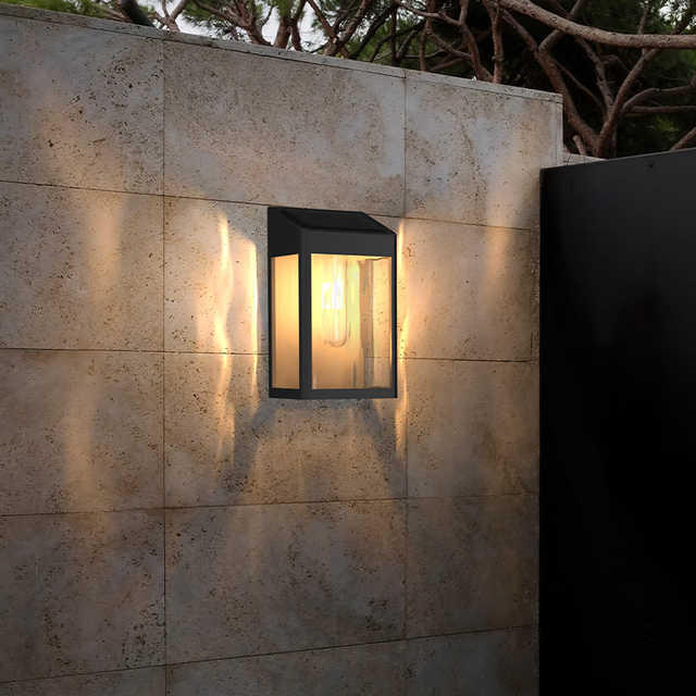 Solar LED Garden Courtyard Wall Lamp IP65 Waterproof Outdoor Road Light