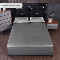 Drap-housse en satin soyeux, couleur unie, avec bande élastique complète, pour la maison, l'hôtel, la chambre à coucher