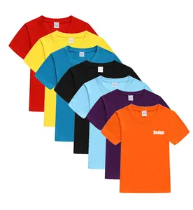 School Uniforms Summer Short Sleeve Custom Logo Printing Cotton Plain Blank Kids T-shirt O-Neck Children Unisex Girl's and Boy's