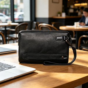 Wholesale New Top Layer Cowhide Clutch <b>Bag</b>, Genuine Leather Large Capacity Long Phone <b>Coin</b> Purse for Men Women - Product Image 1