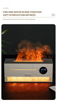 Diffuseur d'arômes intelligent à effet flamme de sel de cristal, humidificateur ultrasonique d'huiles essentielles, horloge numérique et minuteur, diffuseur de parfum de bureau