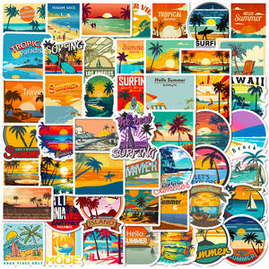 50 Uds. Vintage verano playa <span class=keywords><strong>surf</strong></span> dibujos animados Graffiti pegatinas para regalo portátil equipaje decoración impermeable <span class=keywords><strong>Aloha</strong></span> Hawaii pegatina - Product Image 1