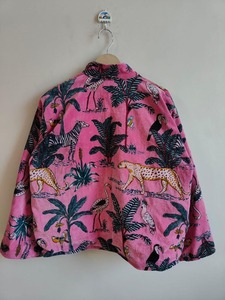 เสื้อแจ็กเก็ตกำมะหยี่พิมพ์ลายป่าสีชมพูเสื้อโค้ทผ้ากำมะหยี่โบฮีเมียนสำหรับชุดราตรี - Product Image 6