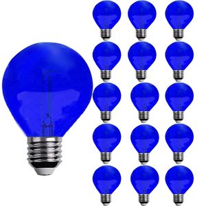 <span class=keywords><strong>G40</strong></span> Nhựa <span class=keywords><strong>LED</strong></span> 1W Shatterproof Màu Xanh Filament Globe E14 Cơ Sở Thay Thế Ánh Sáng Bóng Đèn Cho Trong Nhà Ngoài Trời Khách Sạn Sử Dụng Điện AC - Product Image 1