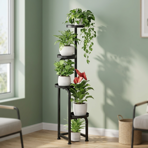 Modern <b>Metal</b> <b>Flower</b> <b>Stand</b> 51.2 In Tall Indoor Plant Rack Powder Coated Minimalist Design for Home Use - Product Image 1