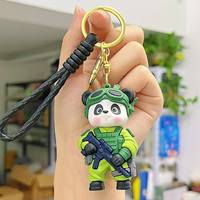 Llavero de Plástico con Diseño de Panda Policía, Genial y Adorable, Venta al por Mayor del Fabricante, Colgante Creativo de Anime para Bolsos, Regalos para Parejas