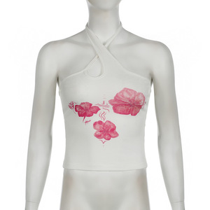 Camisetas informales con cuello redondo para mujer, camisetas ajustadas de manga corta con lazo bonito, camisetas versátiles básicas de verano de punto blanco - Product Image 3