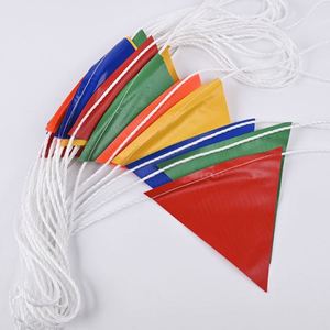 Custom Orange Triangular Banner Heavy Duty Rope Safety Bunting <b>Flags</b> Anti-Wrinkle Polyester/Vinyl - Product Image 1