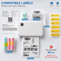 Printer Label Thermal Desktop 80mm 3 Inch 203DPI untuk Barcode, Pengiriman & Kurir, Pembuat Label Waybill Logistik, Tersedia