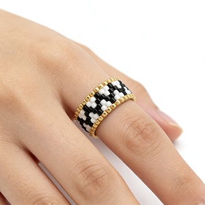 Anillo Geométrico Zig-Zag Hecho a Mano en Zambia, con Cuentas Miyuki Delica, Chapado en Oro de 18K/14K/22K, Estilo BOHEMIO, Moda Moderna para Mujer - Product Image 2