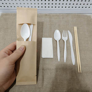 <span class=keywords><strong>Juego</strong></span> de Cubiertos Desechables Biodegradables de Plástico PP/PET/PS/PLA con Cuchara, <span class=keywords><strong>Tenedor</strong></span>, <span class=keywords><strong>Cuchillo</strong></span> <span class=keywords><strong>y</strong></span> Servilleta, Envasados Individualmente - Product Image 2