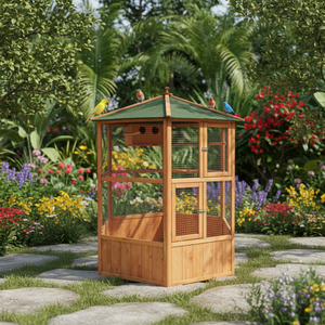 Modern stil ahşap açık bahçe kuş kafesi-büyük altıgen tasarım güvercin ve papağan Hutch Coop evcil hayvanlar için kutu ambalaj ile - Product Image 3