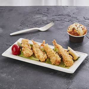 <span class=keywords><strong>Assiette</strong></span> <span class=keywords><strong>rectangulaire</strong></span> en bagasse <span class=keywords><strong>blanche</strong></span> sans PFAS 10x5 pouces (260x130mm) compostable, résistante à l'huile, vente en gros - Product Image 3