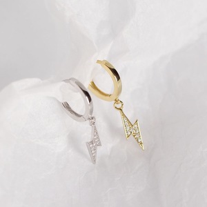 2020 Nouveau 925 Sterling Argent luminaire <span class=keywords><strong>flah</strong></span> forme avec diamant cz hoop boucles d'oreilles bijoux - Product Image 4