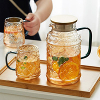 Bouilloire Vintage Begonia en Verre Borosilicate Haute Résistance, Grande Capacité 2L, Résistante à la Chaleur et au Froid, avec Couvercle