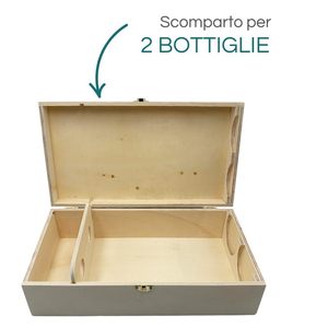 Scatola porta bottiglie di vino in legno per 2 bottiglie con coperchio e chiusura di sicurezza - Product Image 3