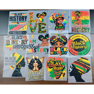 สติกเกอร์รีดร้อนแบบ DTF ลายพิมพ์ตามสั่ง พร้อมรีด ลายพิมพ์ยอดนิยมเกี่ยวกับ<span class=keywords><strong>ประวัติ</strong></span>ศาสตร์คนผิวดำ สำหรับเสื้อยืด - Product Image 2