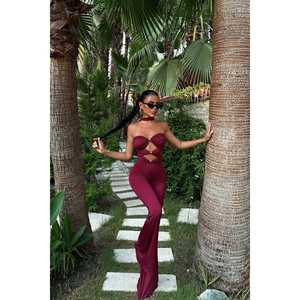 Mono de cintura alta color burdeos con detalle de ventana, ODM, informal, para gimnasio, talla XS, para verano - Product Image 2