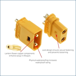 Connecteurs Amass Locking XT30 (XT30AW-M / XT30UW-F / XT30APW-M), ensemble de fiches anti-vibration pour une connexion sécurisée de la batterie et de l'ESC - Product Image 2