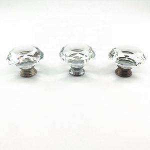 Perillas de cristal minimalistas redondas con base de zinc para muebles de dormitorio, armarios y cajones - Product Image 1